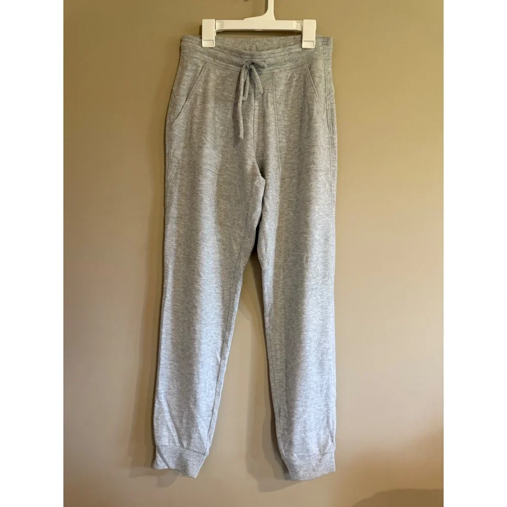 Alo Yoga Soho Sweatpants Heather Grey Joggers High Rise Drawstring Pockets Small
